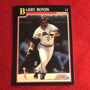 BARRY BONDS 1991 baseball card, Pittsburg Pirates, Score 91
